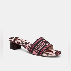 Dior DWAY HEELED SLIDE Deep Fuchsia Mizza Embroidered Cotton